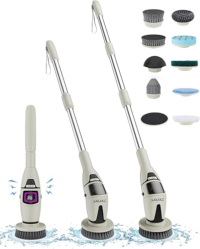 Cepillo eléctrico de limpieza de ducha inalámbrico con 10 cabezales reemplazables, potente IPX7, impermeable, limpiador de baño, 3 velocidades, disponible en Yaxa Guatemala