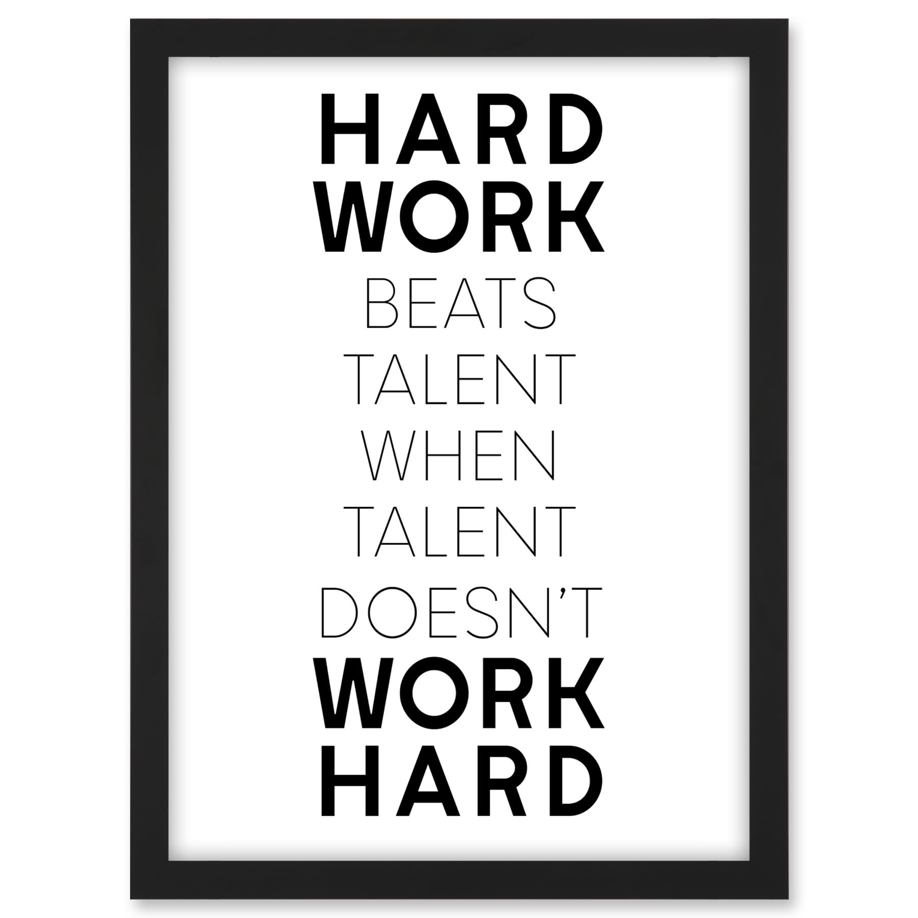 Artery8 Gym Motivation Hard Work Beats Talent Inspirational Exercise Wall Art Artwork Framed A3 Wall Art Print