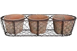 AT11 Aged Terracotta Planters with Metal Trivet
