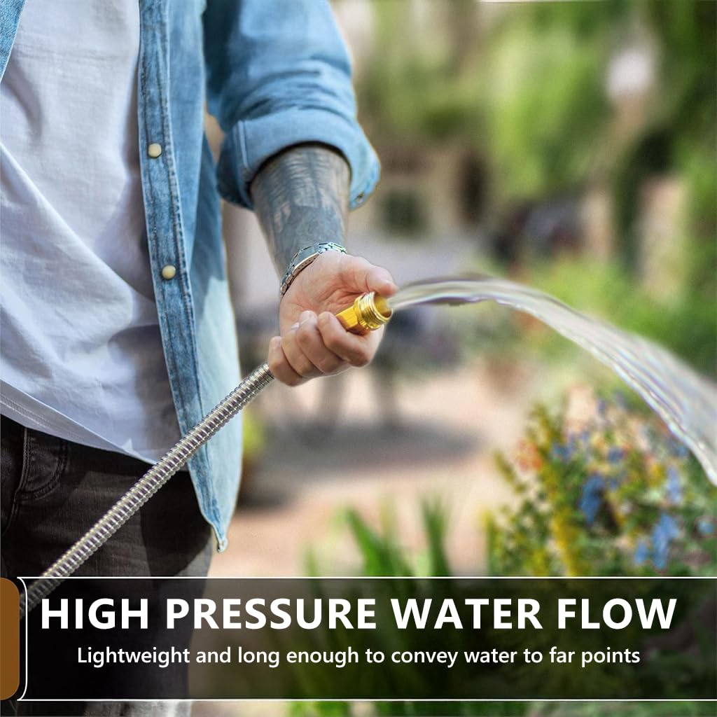 HASTHIP 25ft Stainless Steel Garden Hose with Nozzle -6