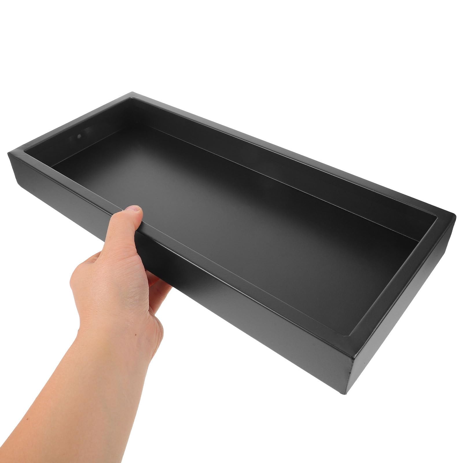 Bandeja para Plantas Rectangular de Hierro Negro, 15x6, 7x1, 6 Pulgadas