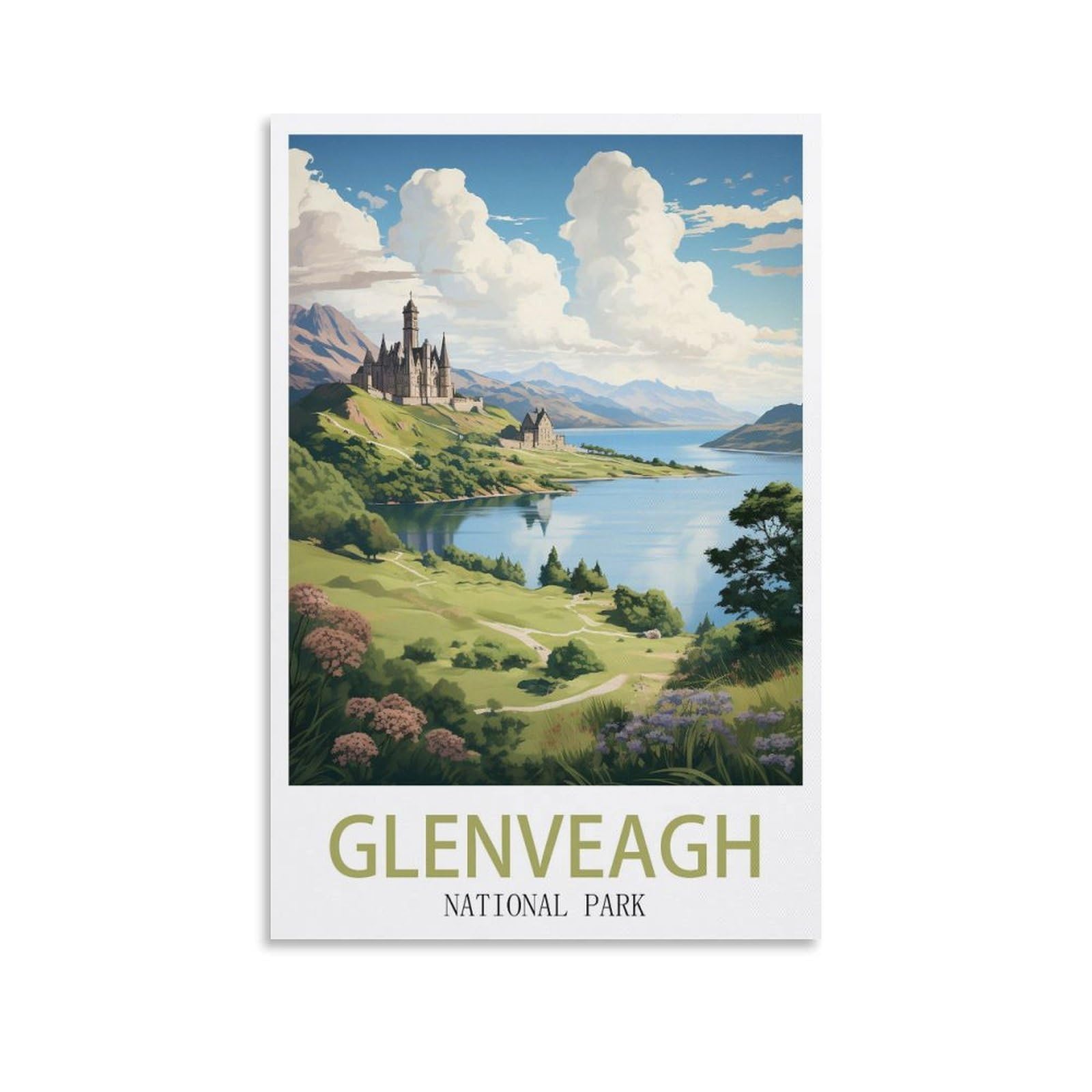 EZMLFA DIY 5D Diamond Painting Kits for Adults,Glenveagh National Park DIY Diamond Art Kits Gem Painting Crafts for Home Wall Decor 40x40cm