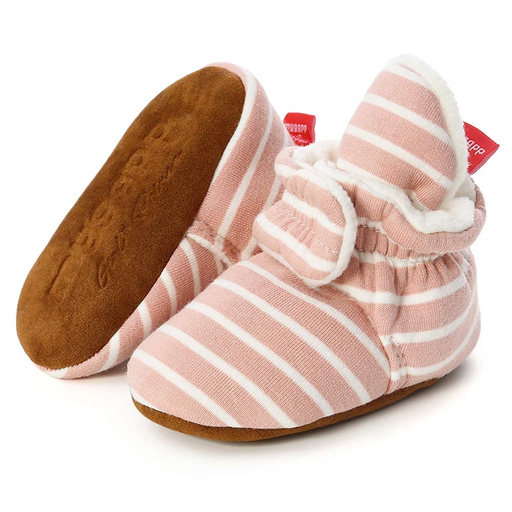 SawimlgyUS Newborn Baby Boys Girls Cozy Fleece Booties Stay On Slippers Socks Infant Soft Soles Grippers Non-Skid Crib Shoe First Birthday Gift Size: 0-6 Months Infant