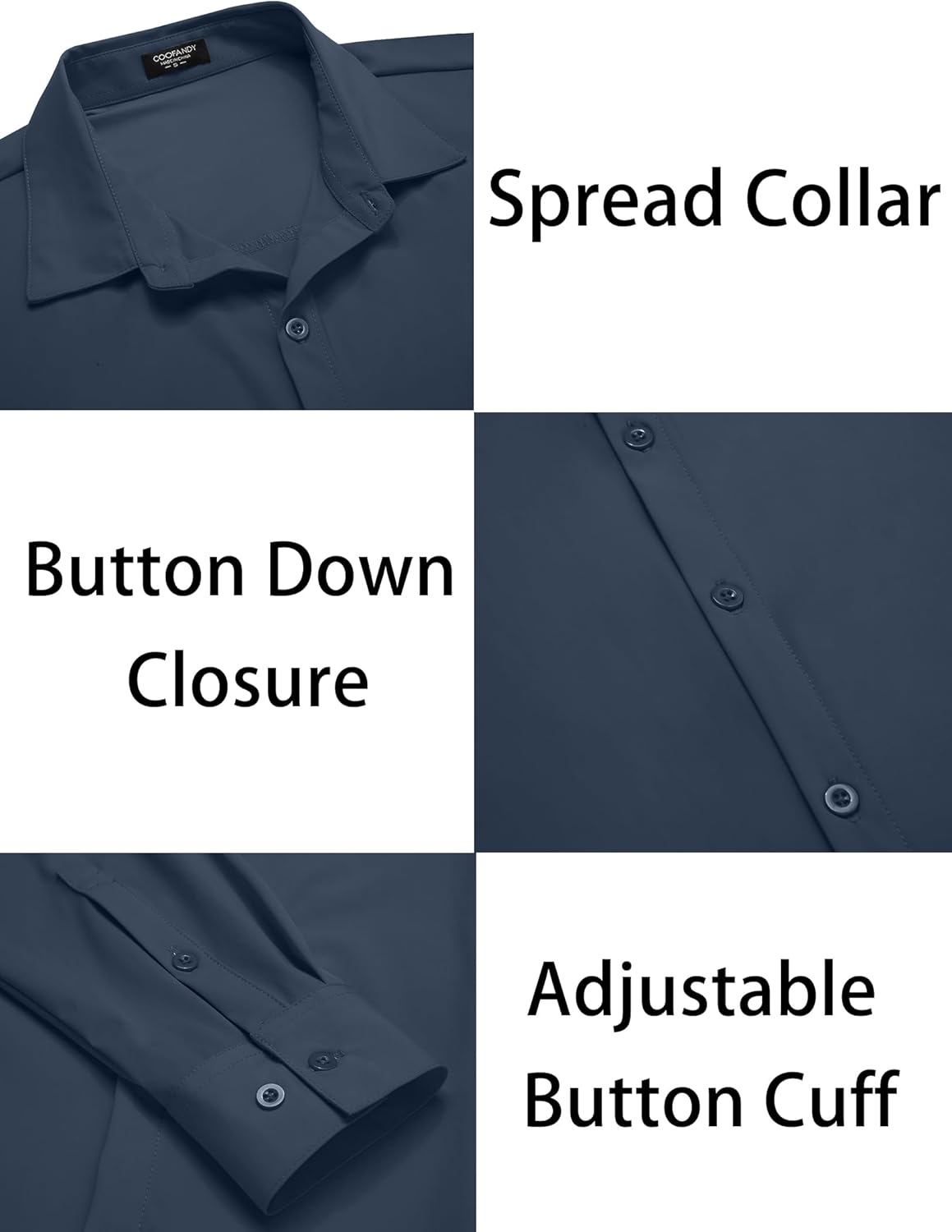 COOFANDY Men's Muscle Fit Dress Shirts Wrinkle-Free Long Sleeve Casual Button Down Shirts - Image 5