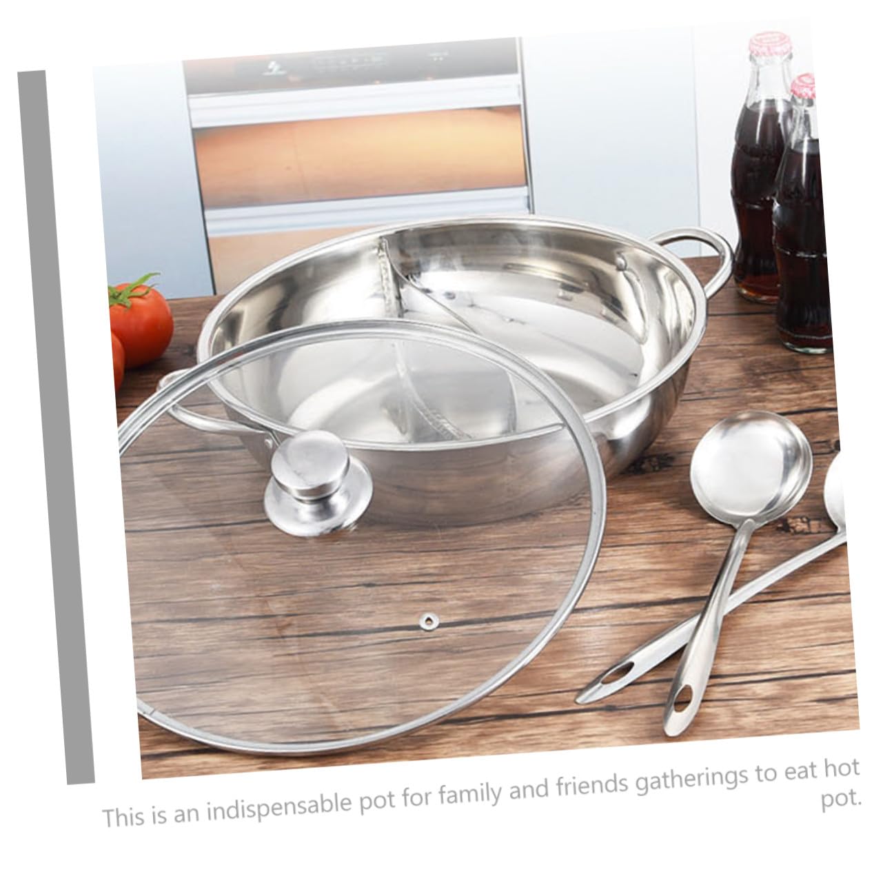 Edelstahl Heißtopf mit Trennwand, 1 Satz, Silber, 304