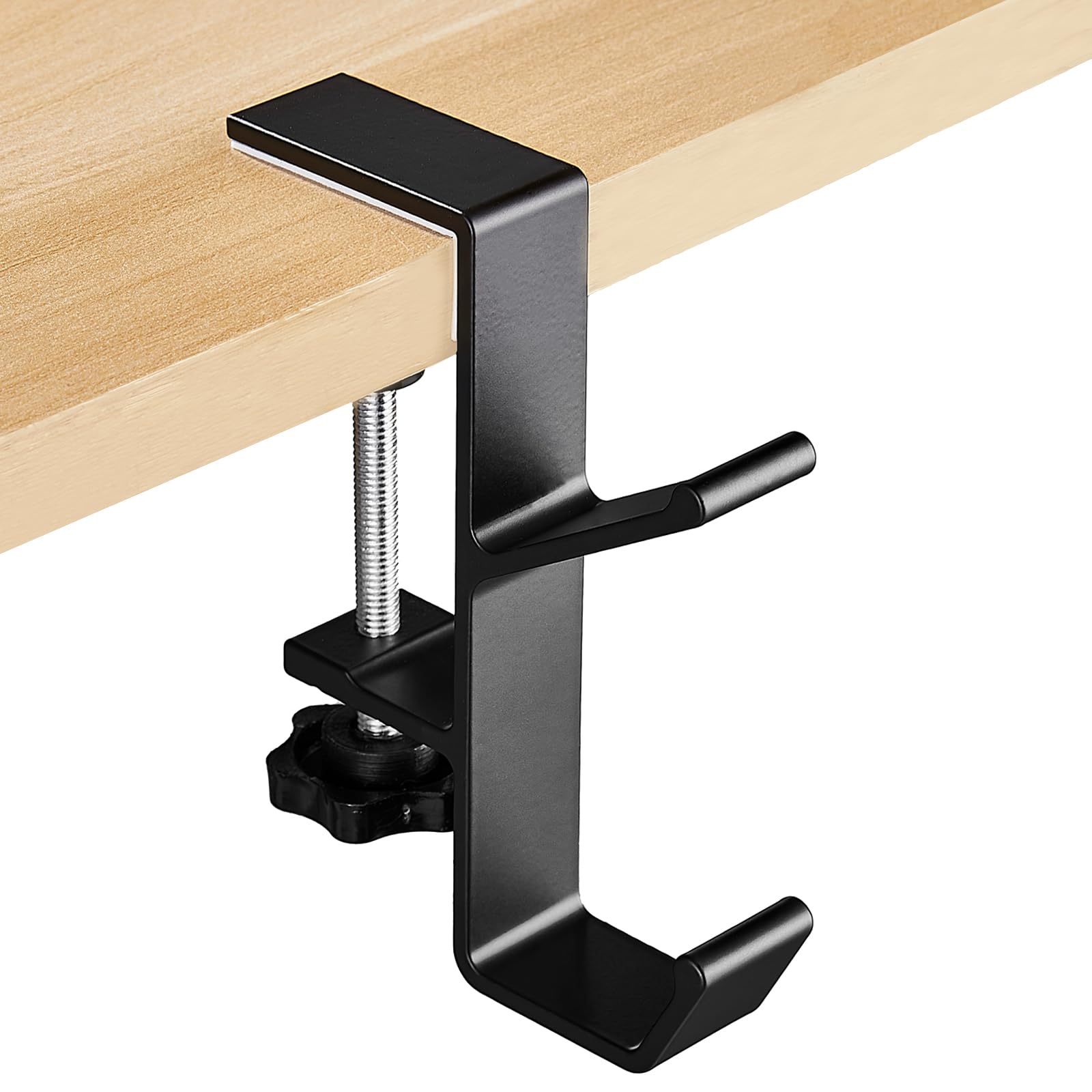 Headphone Stand Holder, Under Desk Dual Hook Adjustable Headset Hanger for Desk and Table, Universal Clamp Mount Organizer for Bags, Backpacks, Umbrellas, Office Accessories, Aluminum Alloy
