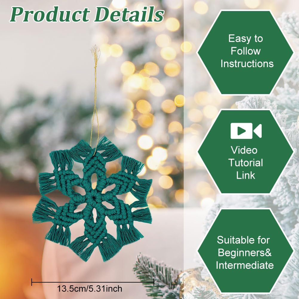 Tutorial per realizzare fiocchi di neve in macramè con download digitale, decorazione natalizia, ornamento, fai da te - Italia
