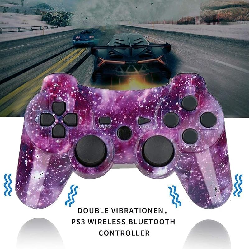 AUFGLO PS3 Wireless Gamepad Mozgásvezérlős Joystick Kék Villám Piros Csillagos