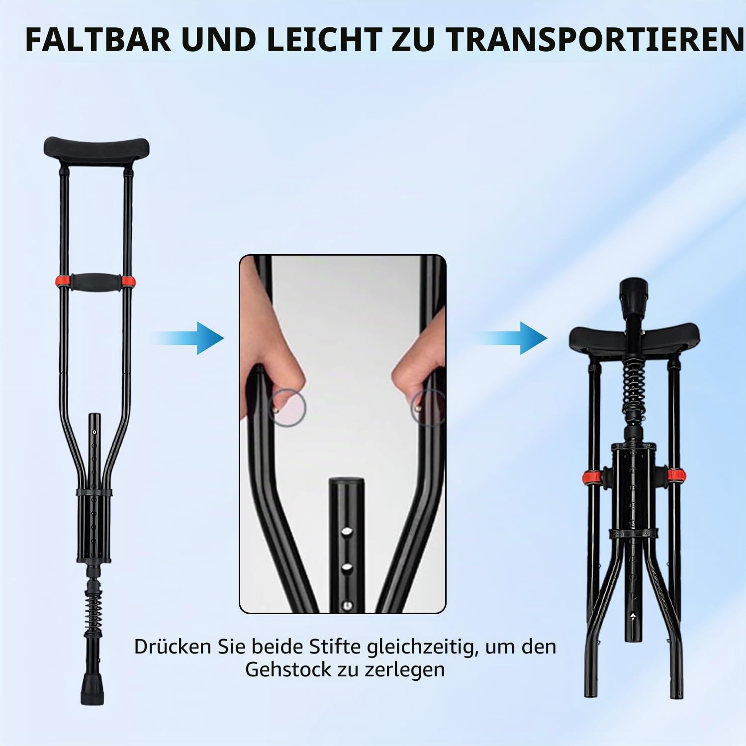 1 Paar Achselkrücken, Unterarmgehstützen, Höhenverstellbar Krücken