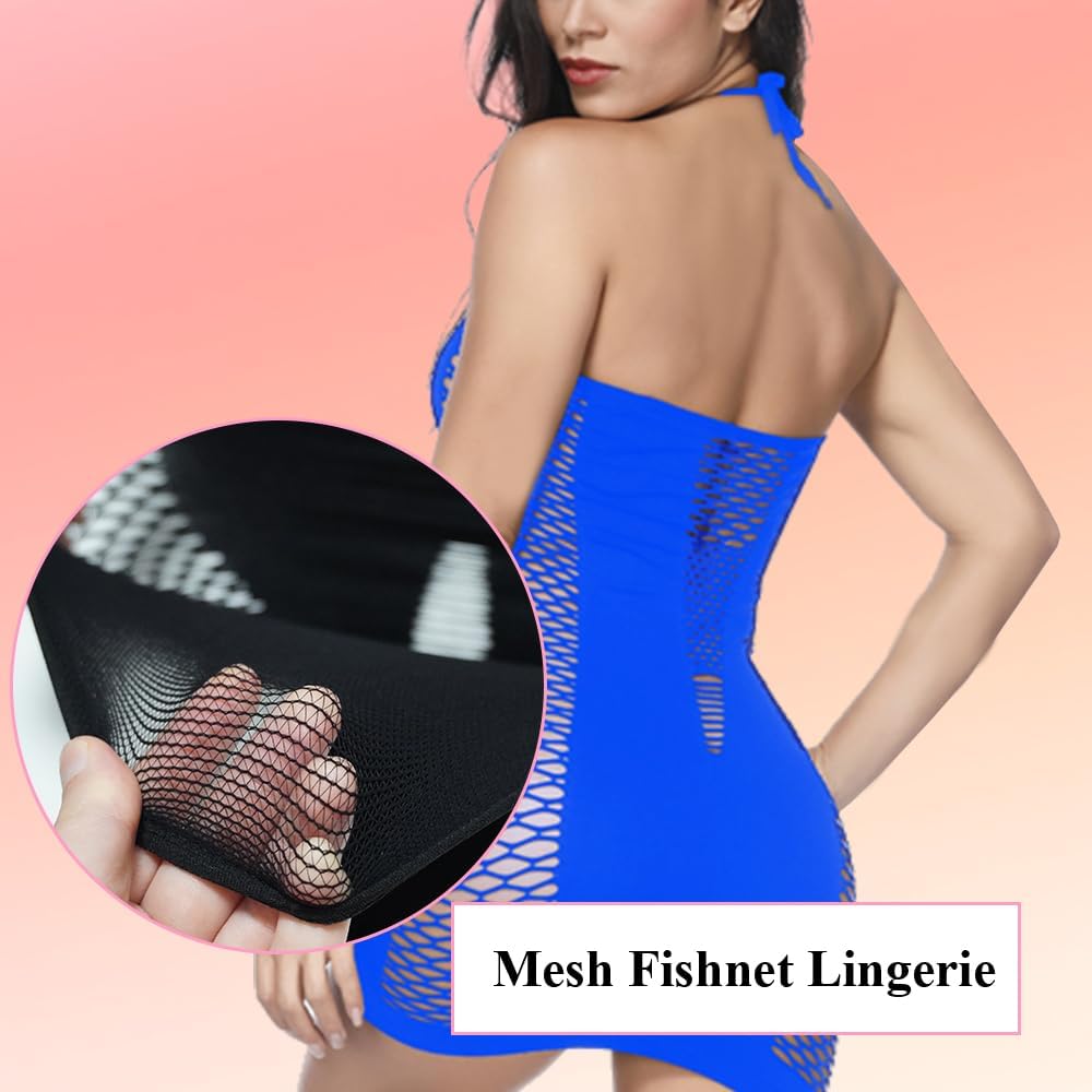 Womens Fishnet Lingerie Dress, Sexy Mesh Babydoll Lingerie Bodysuit, Cut Out Bodysuit Chemise One Size - Image 3