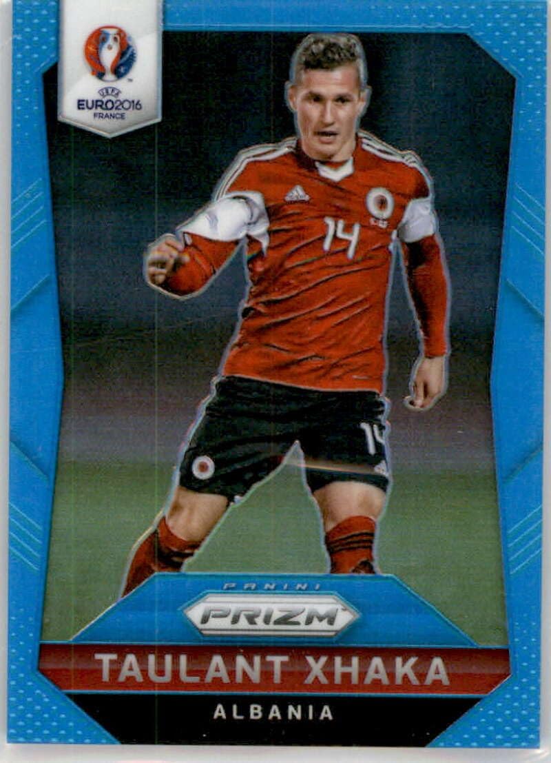 2016 Panini Prizm UEFA Euro Light Blue Prizms #192 Taulant Xhaka SER/15 Albania Official FIFA Soccer Card in Raw (NM or Better) Condition