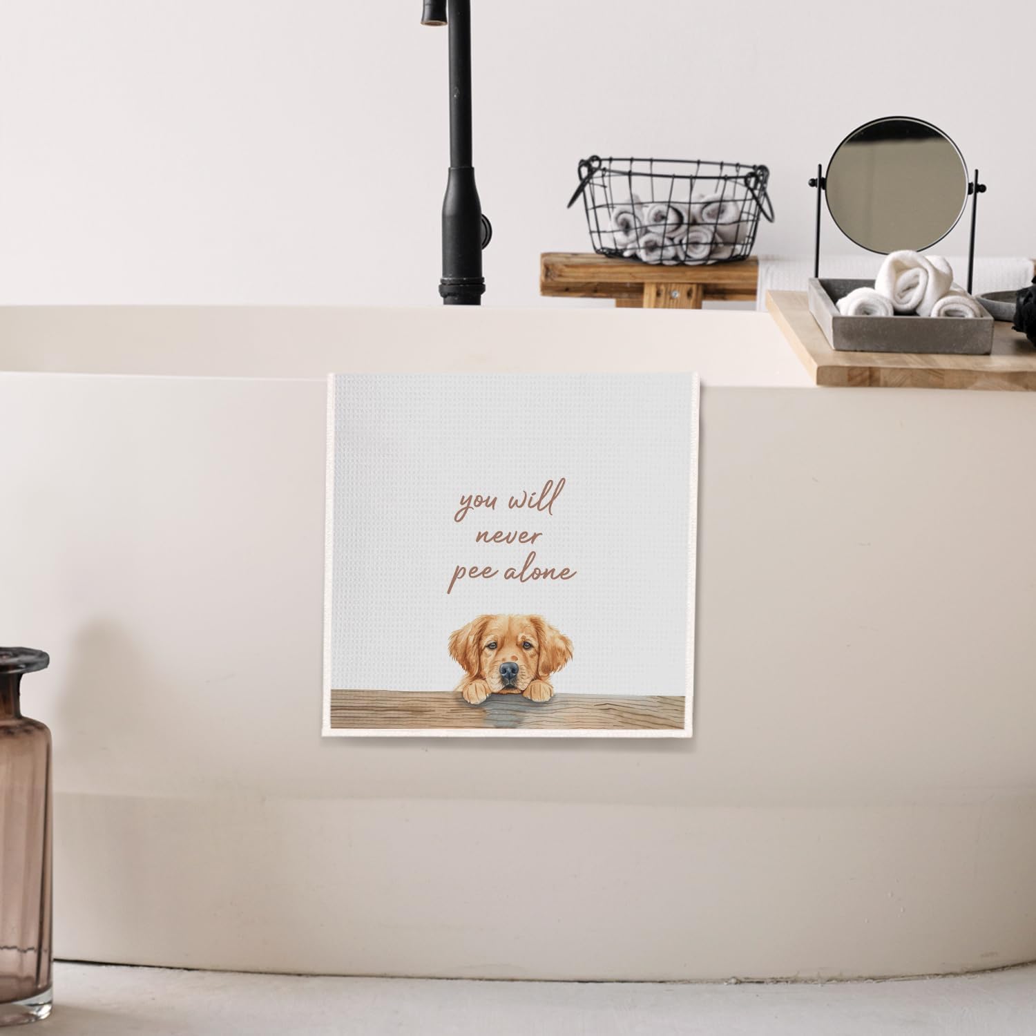 Funny Golden Retriever Dog Hand Towels, Dog Bathroom Decor, Gifts for Golden Retriever Lovers Decorative Hand Towels for Bathroom Toilet Washroom Decor, 16x24 Inch - Image 4