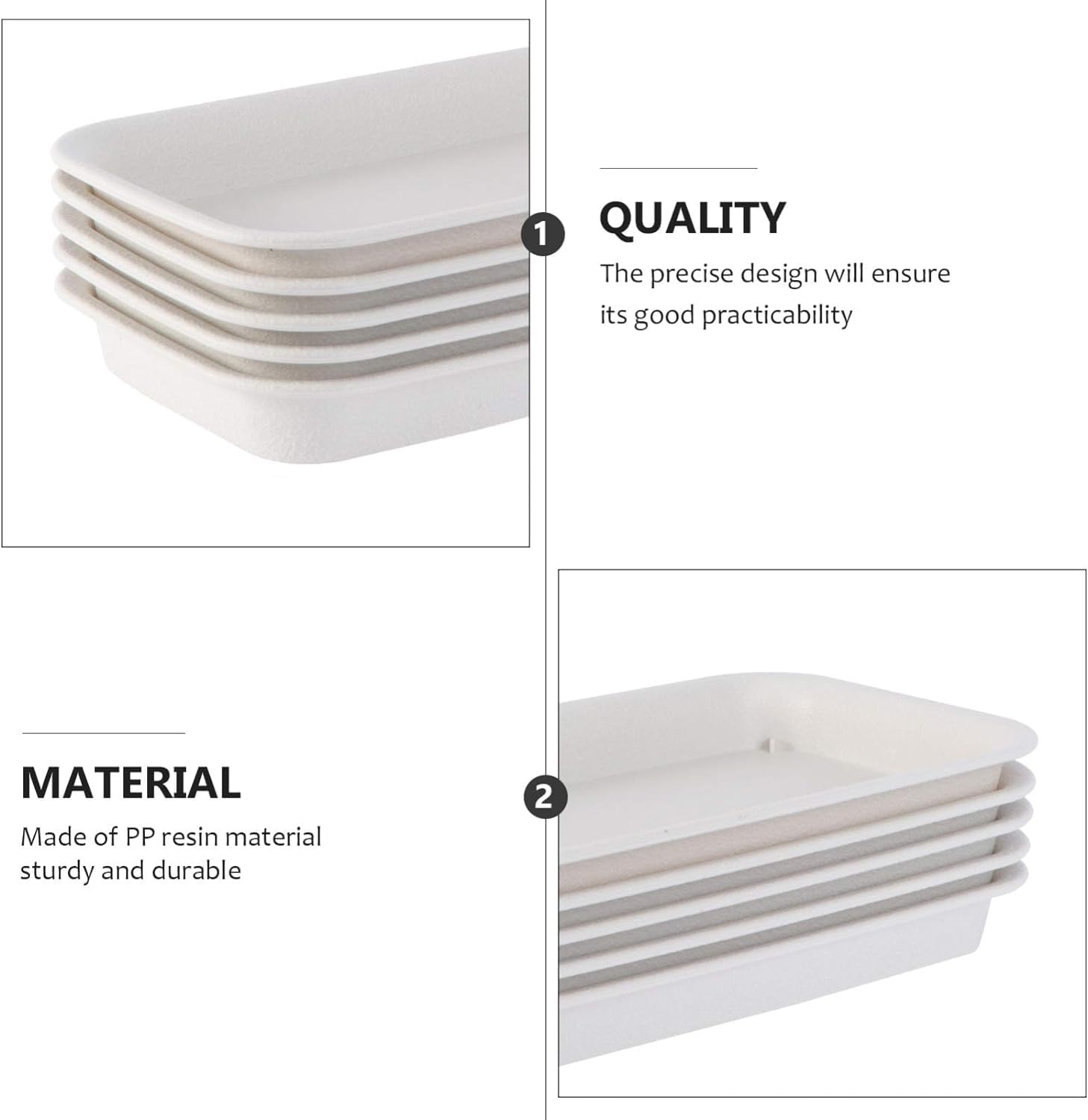 RCFINE 2Pcs Plant Saucers Rectangular Plastic Plant Drip Trays for Holding Water Drips and Soil, Indoors Outdoor Plant Trays Garden Supplies (Beige,L)