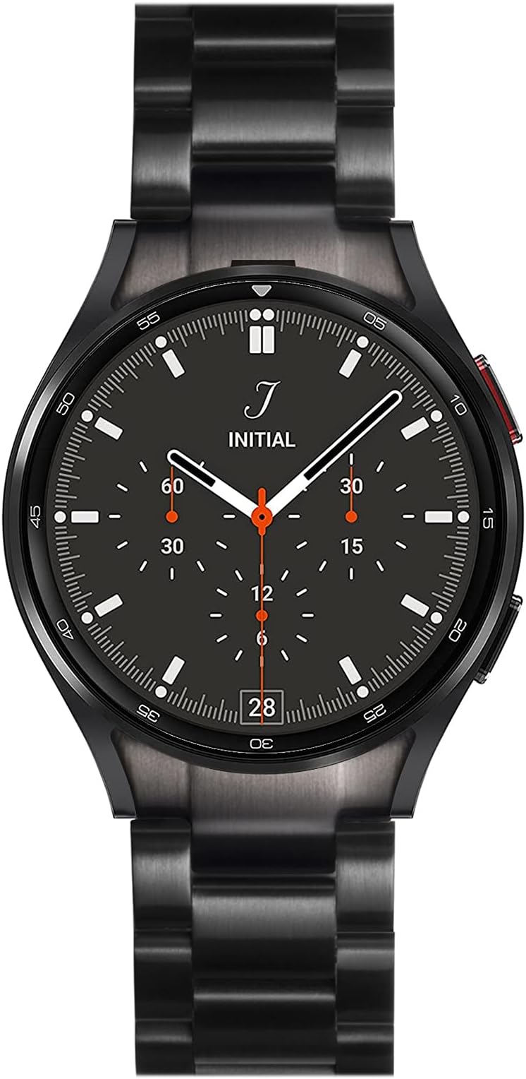 Bands Compatible with Samsung Galaxy Watch 4 40mm/44mm Classic 42mm/46mm Bands, No Gaps Solid Stainless Steel Strap Compatible with Samsung Galaxy Watch 4 Bands for Men Women Black