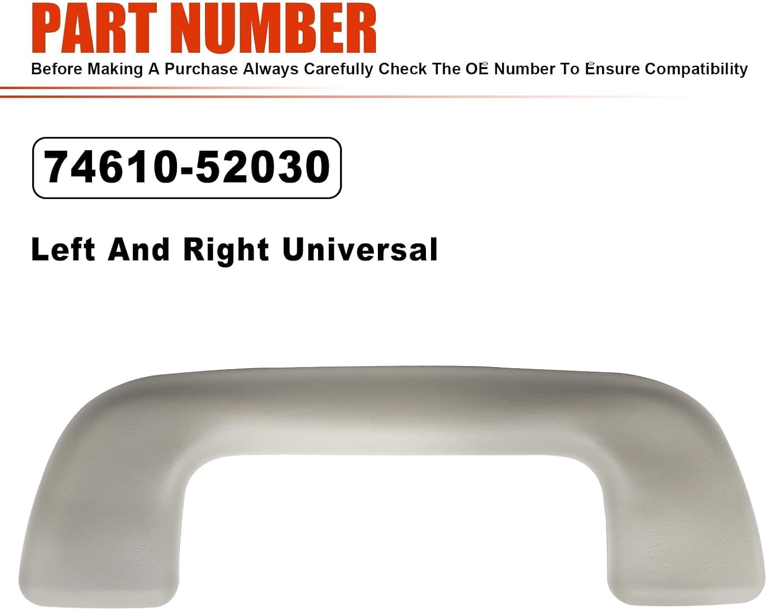 Front Auto Roof Pull Handle Grab Rail Without Hook Beige Grey | LH=RH Universal Fit for Toyota Corolla Yaris Vios Rav4 Inner Roof Pull Handle Grab Replace 74610-52020