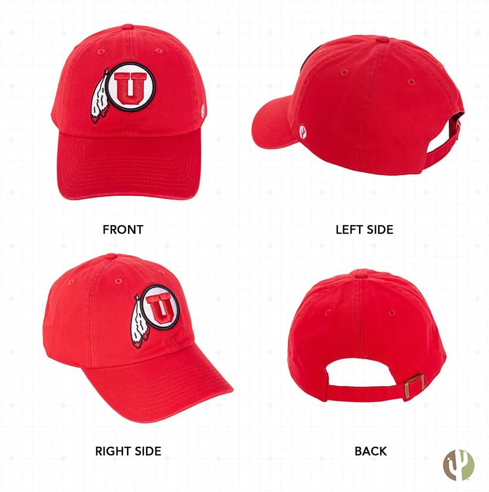 Desert Cactus University of Utah Baseball Hat UT Utes Brimmed Embroidered Hats Cap Adjustable Cloth Strap Adult Type A