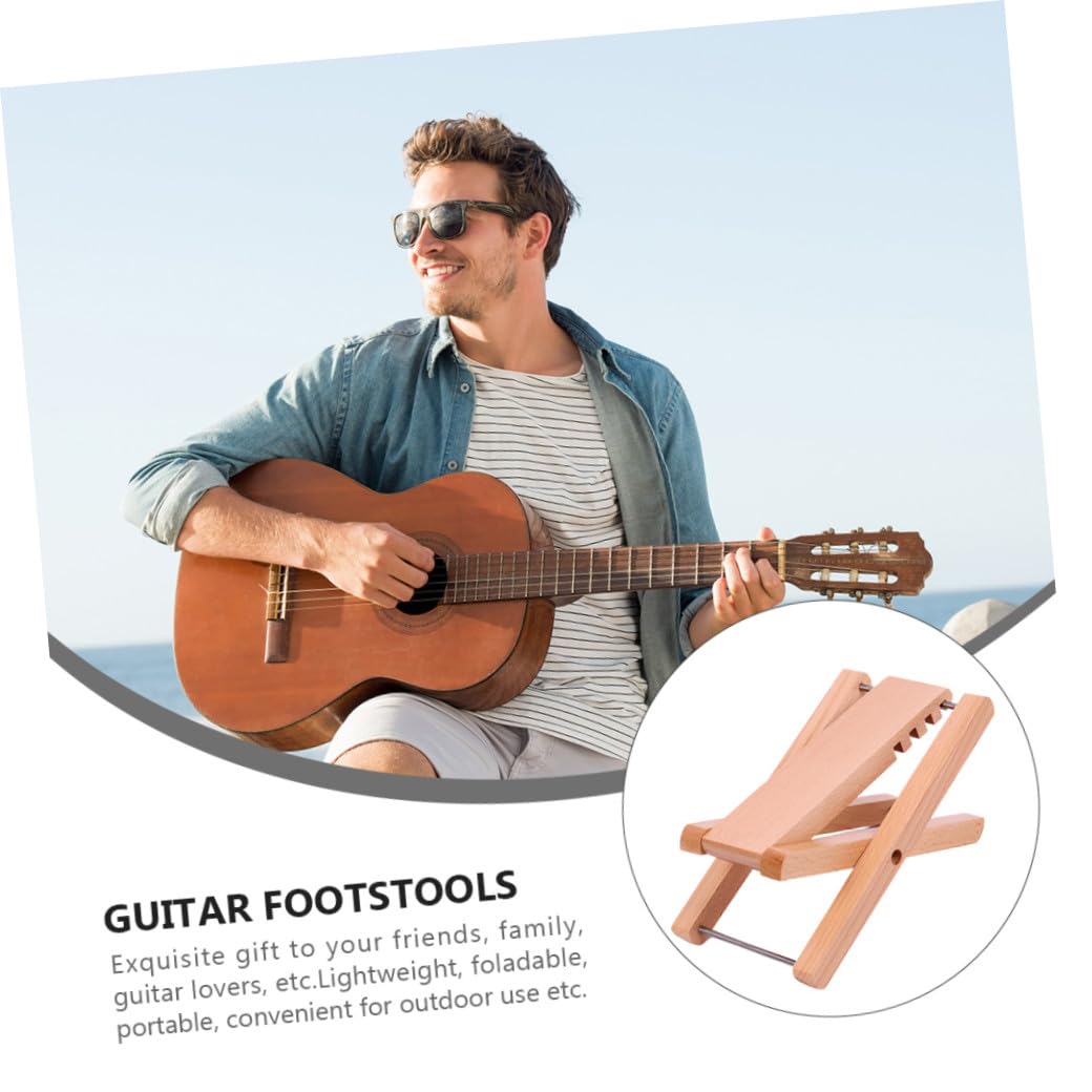 Abaodam Sgabello Poggiapiedi per Chitarra in Legno 4 Posizioni | Beige, Portatile e Robusto, per Uso Outdoor, Accessorio per Chitarristi