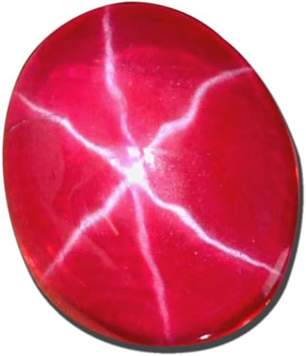 Miniatura 3 de GEMHUB 0.354in, estrella roja, rubí, 4.75 quilates, cabujón ovalado único, 6 rayos, estrella roja, rubí, piedra preciosa BP-036, Gema, rubí estrella