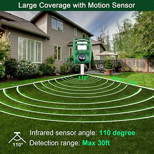 Solar Ultrasonic Animal Repeller - Motion Detection Led Flashlight And Ultrasonic Sound Squirrel Repellent, Outdoor Waterproof Cat Repellent, Repel Raccoon, Deer, Skunk, Rat, Rabbit, Dog, Fox, Etc. #TOP5
