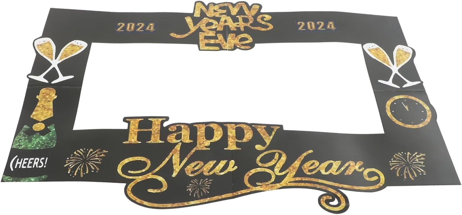 Year Photo Booth Frame Festive Photo Prop Decor Lightweight Accessory for Year Eve Party Supplies Bright Colors for Fun Celebrations