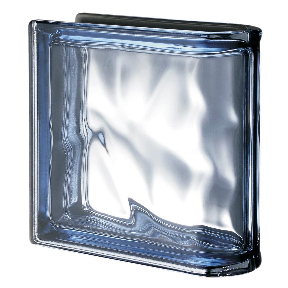Pegasus Metalized Blue Wave Linear End Glass Block