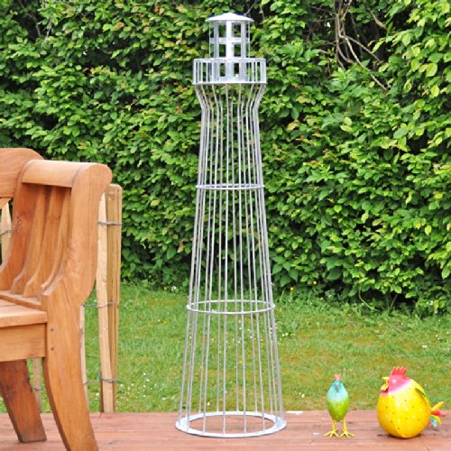 VOSS.garden Leuchtturm 1,35m hoch verzinkt, Gabione, Garten-Dekoration, Metalldeko