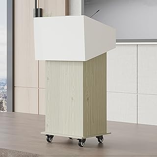 Generisch Verstellbares, tragbares Rednerpult mit Rollen – Stabiles Bodenpult für Klassenzimmer, Kirche und Vorträge – Einfache Montage – Gelb – 115 cm (Natur 117 cm) – Ideal für Präsentationen