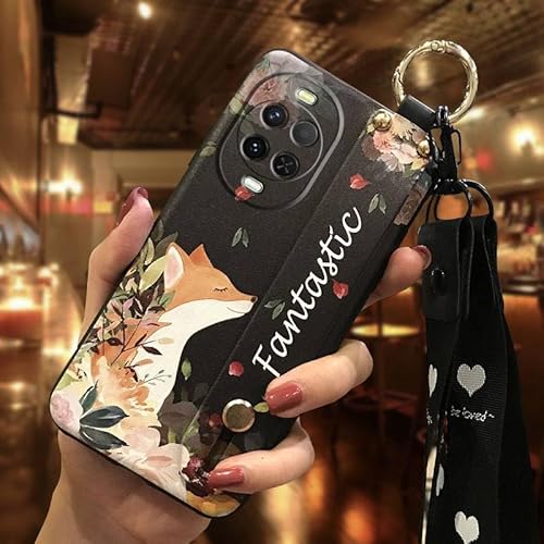 Phone Case Compatible with Huawei Nova15, Protective Silicone Design Shockproof Lanyard Wrist Strap Dirt-resistant Anti-knock Ri