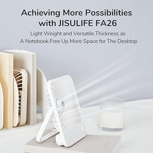 Miniatura 8 de JISULIFE - Ventilador de escritorio personal portátil, plegable hasta los 180 grados, con 4 velocidades ajustables y batería recargable de 4500mAh