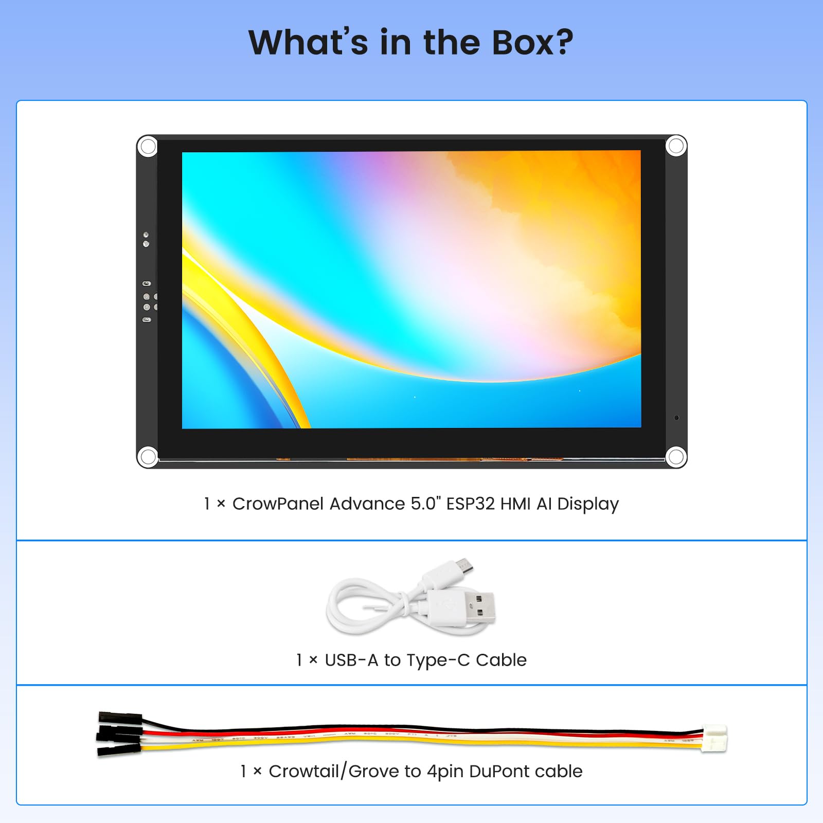 ELECROW CrowPanel Advance 12,7 cm HMI|ESP32-S3 ekran dotykowy IPS obsługiwany przez AI (800 x 480)