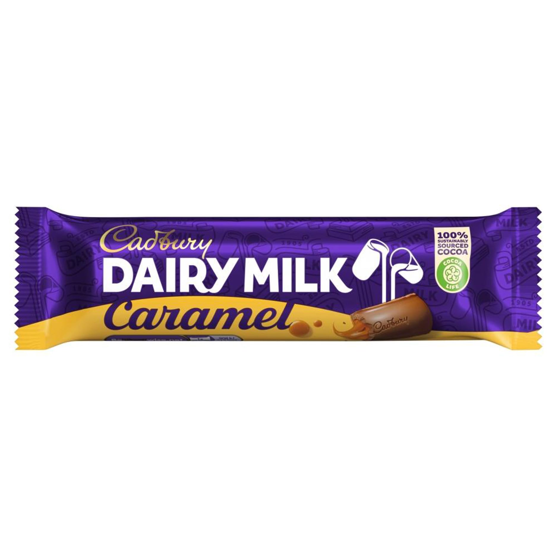 Cadbury Dairy Milk Caramel Chocolate Bar, Smooth Caramel Centre, 45 g (Pack of 48)