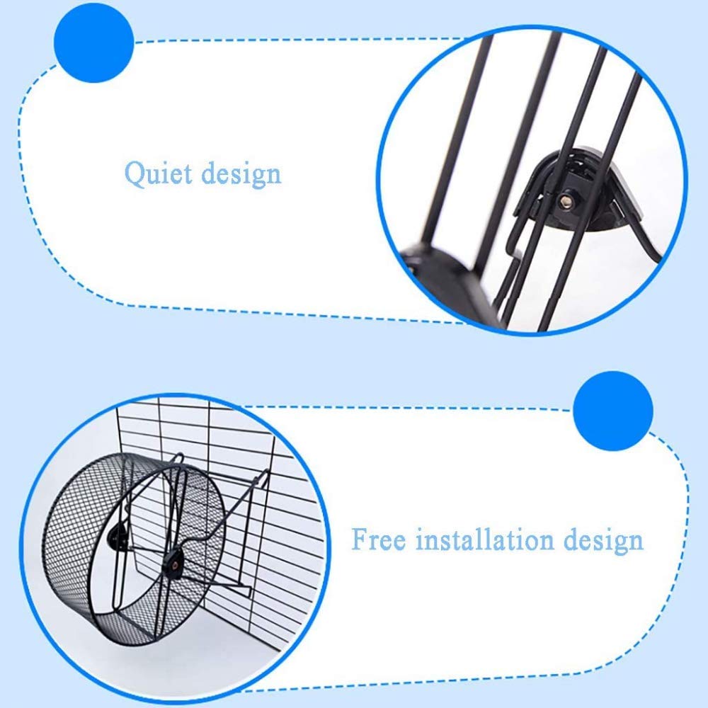Rueda de Correr silenciosa de Metal, Rueda para Correr de hámster doméstico para roedores con Soporte de Juguete para Correr, para hámster, jerbo, Animales pequeños, Ejercicio-Blue