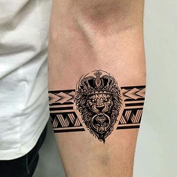 Tatmods Lion Trible Hand Band Temporary Tattoo Waterproof Tattoo For Boys And Girls