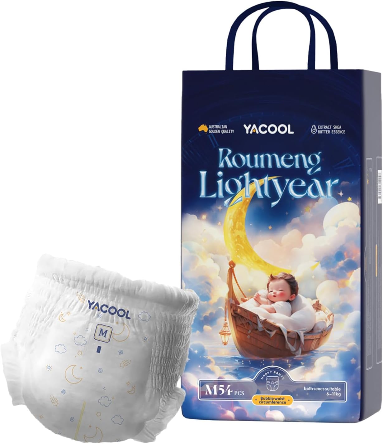 Baby Diaper Pants, Pull-Up Style, Size M (6–12kg), 56 Count – Ultra Soft, Leak-Proof, Hypoallergenic & Absorbent