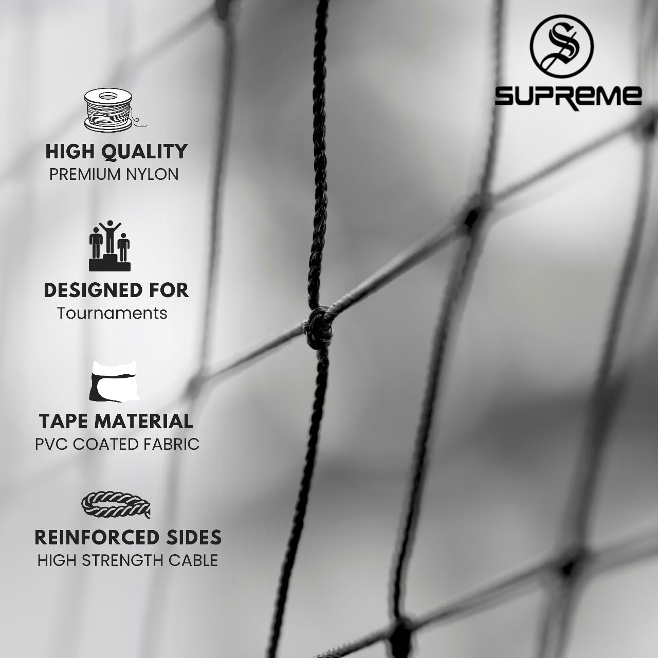 Supreme Throwball Net Power Tournament/Match Quality. (Pack of 1) (Black) 3