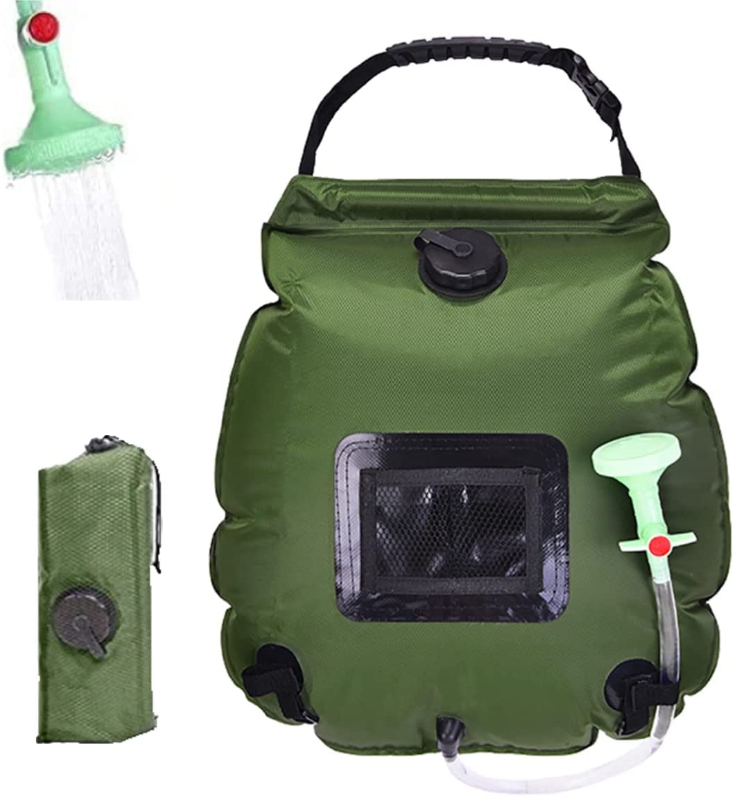Shower Bag Portable Showers Camping Bag 20L Heating Hot Water 45°C Solar Bag Switchable Showering Head with Upgraded Removable Hose for Summer Camping Beach Swimming Outdoor Traveling Climbing Hiking