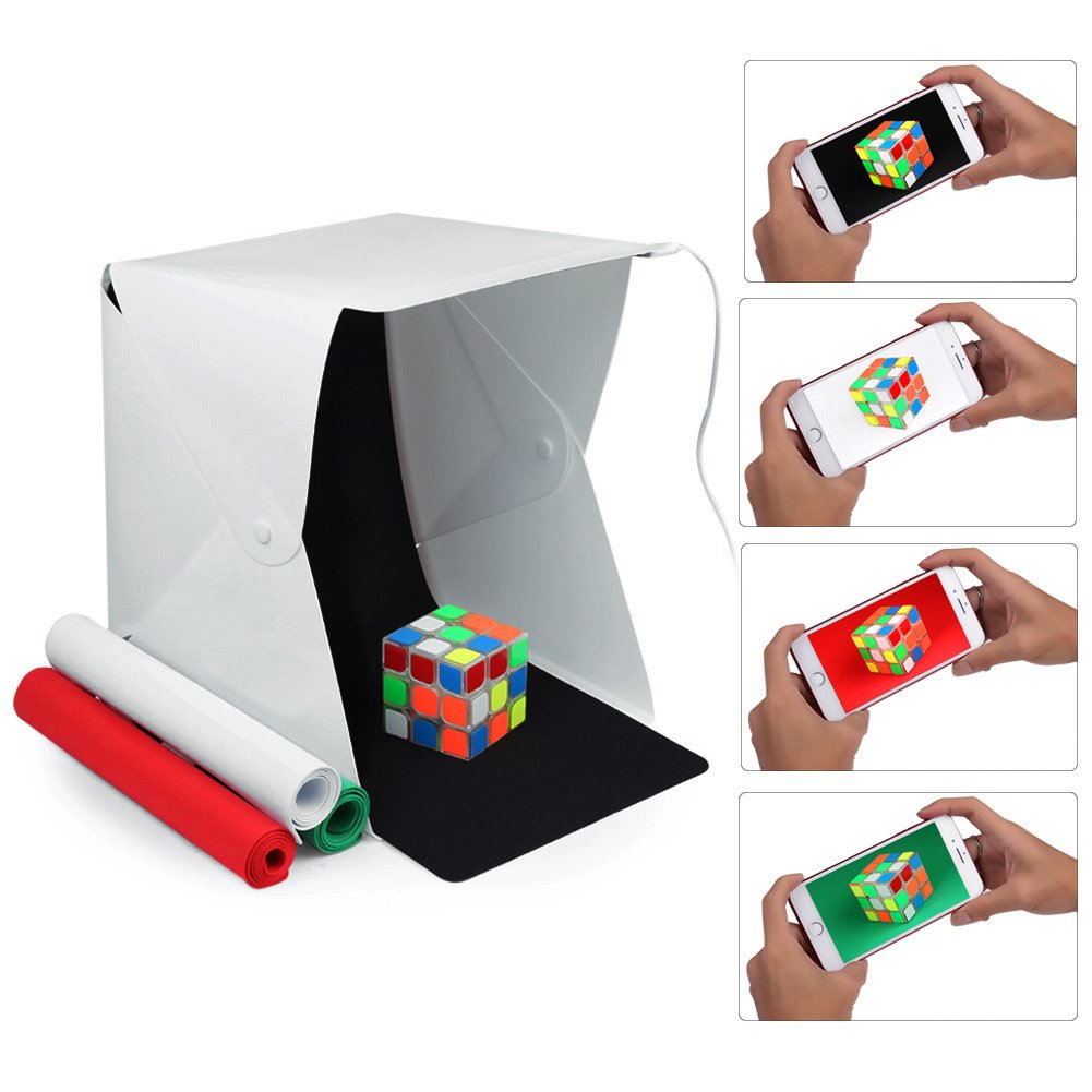 Foldable Portable Studio Light Box Photography Photo Lighting Shooting Tent Box Kit with 4 Colors Background( Size 9 x 9.5 x9.5" )