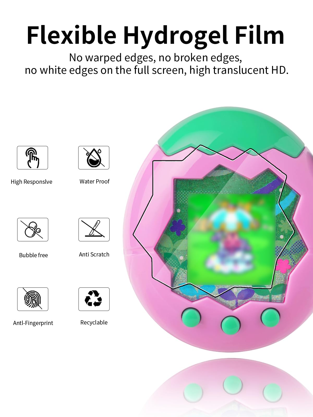 toergy Tpu Screen Protector for Tamagotchi Paradise with High Aluminum fox Edge, Durable Film, Thin, Lightweight - Image 2