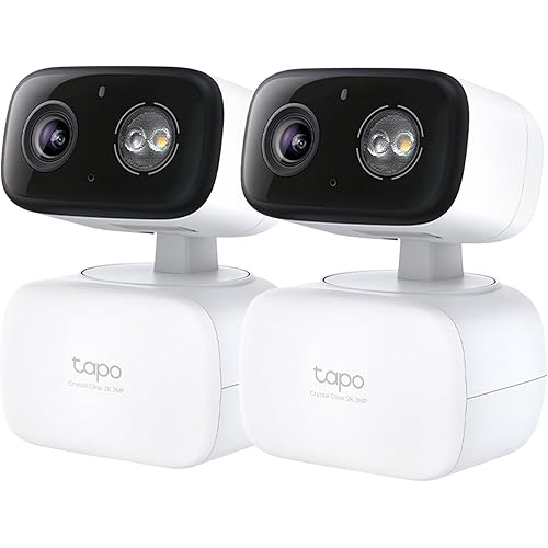 Tapo 2K 3MP Pan/Tilt Indoor/Outdoor Security Camera - Free Person/Baby Cry Detect & Motion Track, 360° Pan, Color Night Vision, SD/Cloud Storage, Works w/Alexa & Google Home, HybridCam 360 (2-Pack)