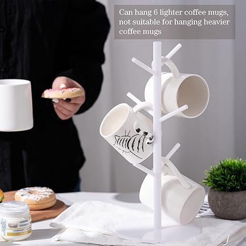 Vista 17 de Patelai Soporte acrílico de 14 pulgadas para taza de café con 6 ganchos extraíbles (acrílico, negro)