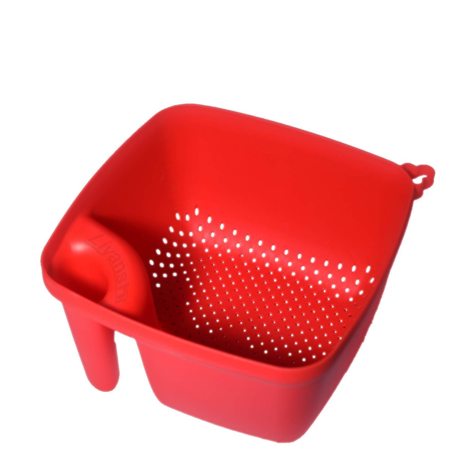Velofeil Red Plastic Colander Vegetables and Fruits Cooking Washing Bowl Draining Strainer Basket (Pack of 1)