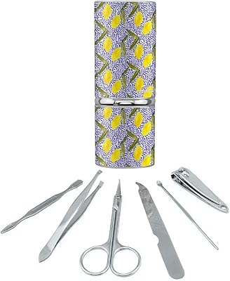 Lemons and Dots Stainless Steel Manicure Pedicure Grooming Beauty Care Travel Kit