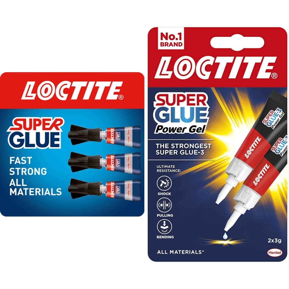 LoctiteAdhesive for ideal Repairs, Clear Glue for Various Materials, Convenient Travel Size 3 x 1 g&2560191 Glue for Repairs, Clear Various Materials, 2 x 3 g, Transparent