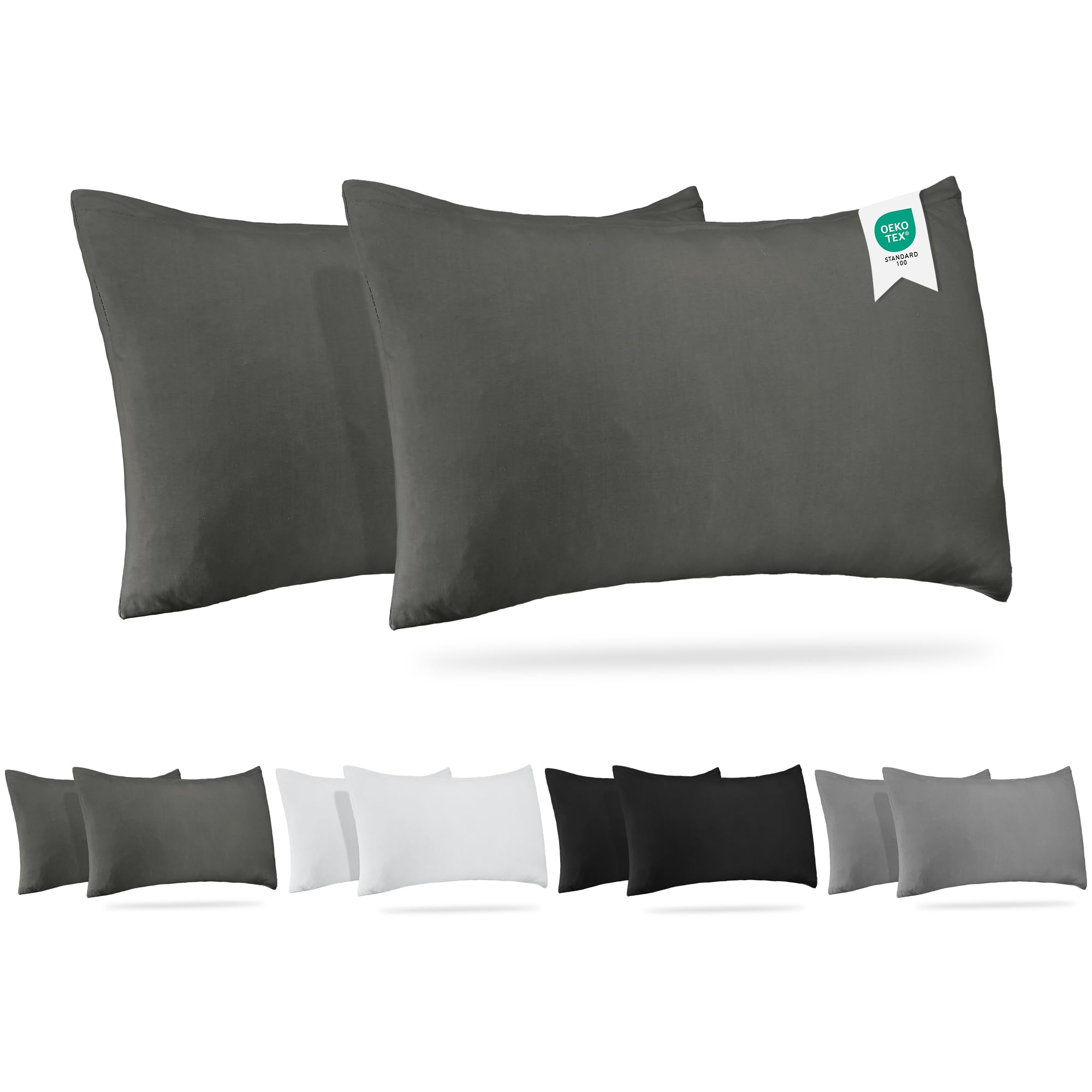 Barbons Kissenbezug 2er Set – Kopfkissenbezug 100% Jersey Baumwolle weiche Kissenbezüge Kissenhülle mit Reißverschluss