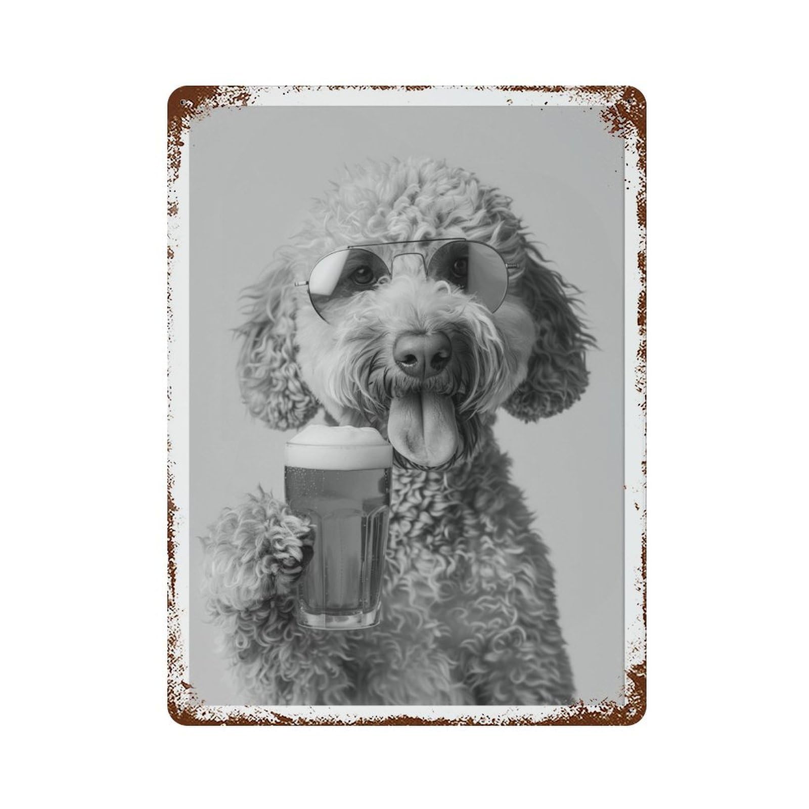 xiaoxiaoshen Labradoodle Drinking Beer Pint_ Funny Dog Bar C Decor Wall Decor Art Metal Tin Poster Modern Home Decor Art Home Bar Shop Decorations Vintage Sign 40x30cm