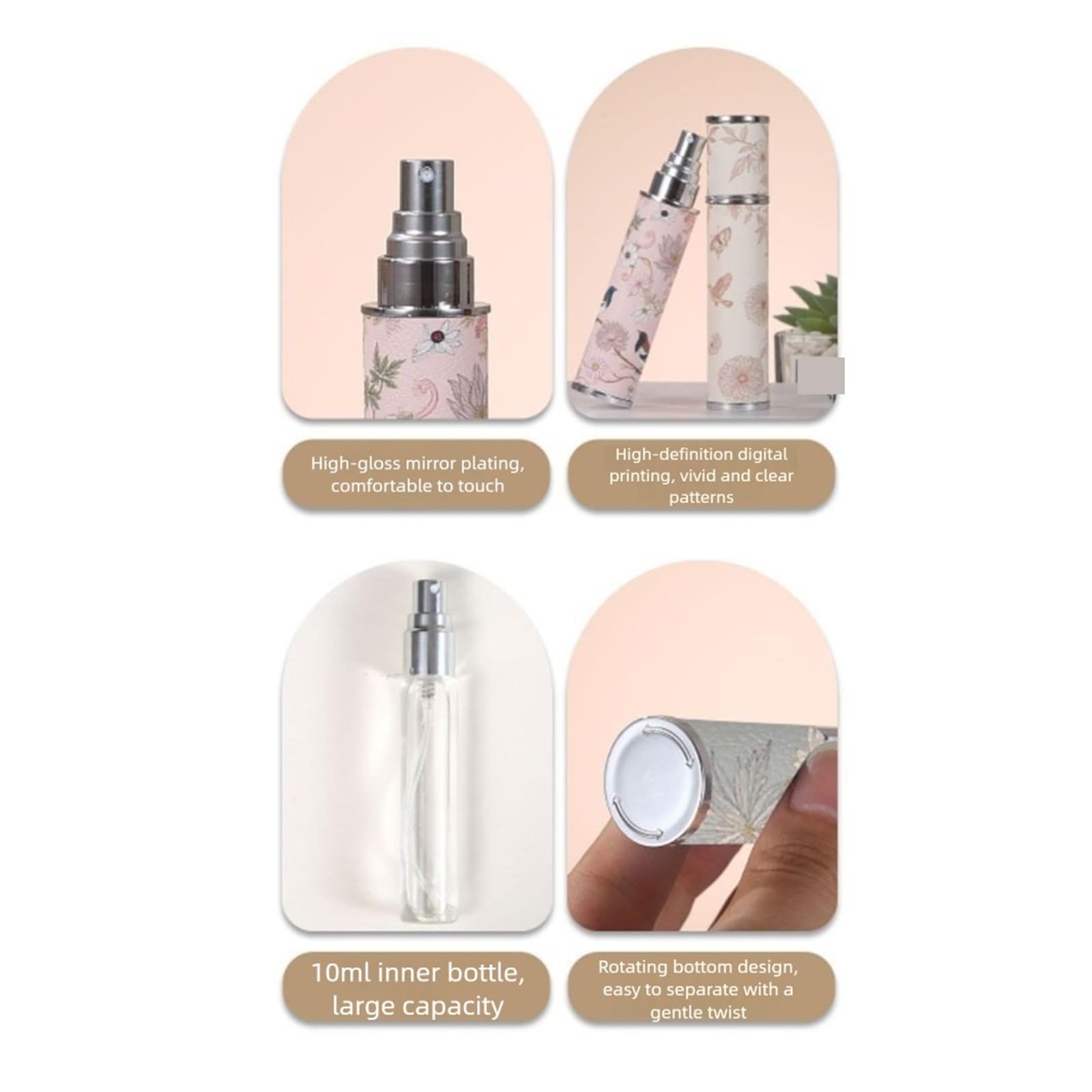 Flacone di profumo in pelle Atomizzatore di profumo ricaricabile da 10 ml | Contenitori cosmetici in pelle Bottiglia Bottiglie di erogazione vuote a prova di perdite(5PCS)