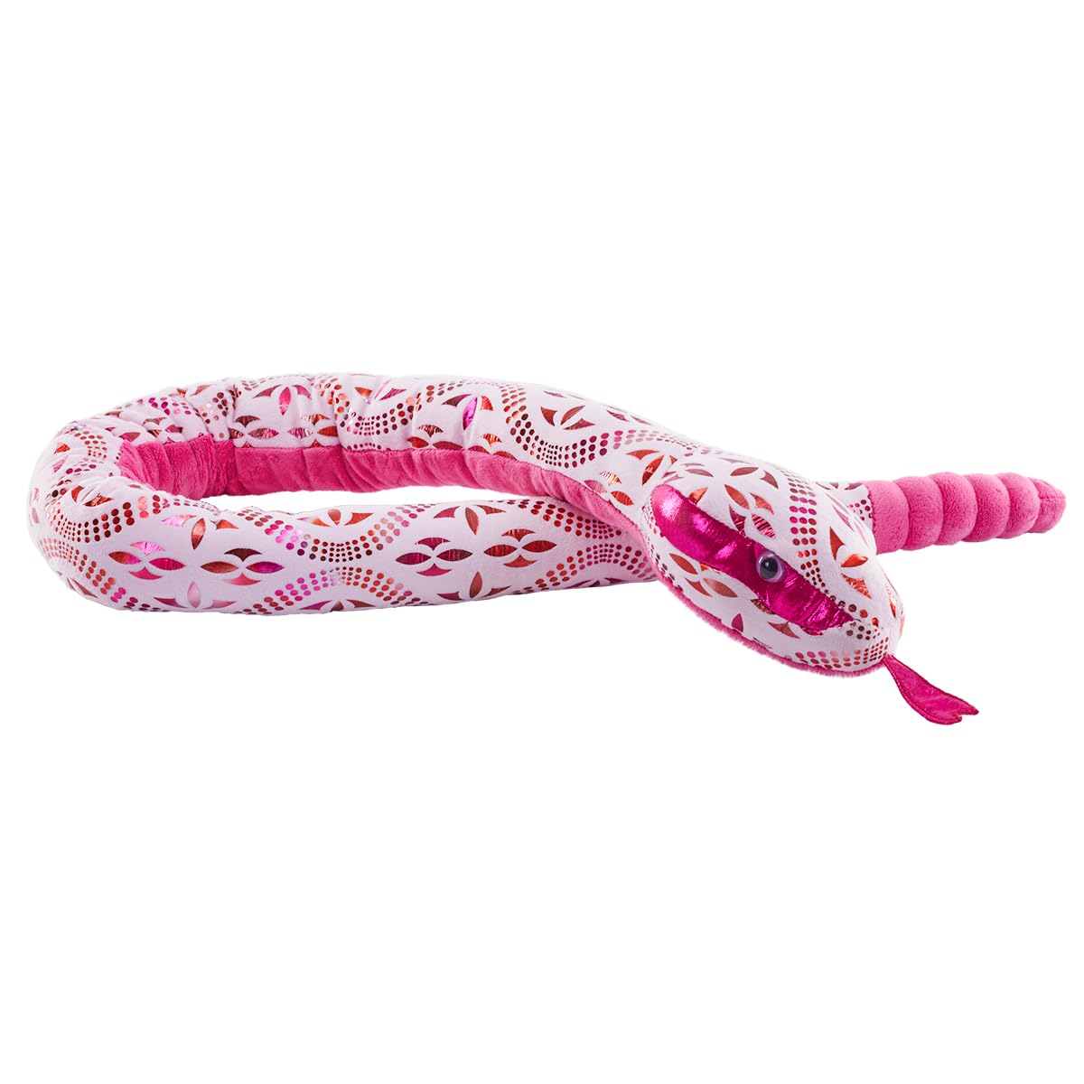 WILD REPUBLIC Foilkins Snake Pink Blossom, Stuffed Animal, 54 inches, Gift for Kids Plush Toy, Fill is Spun Recycled Water Bottles