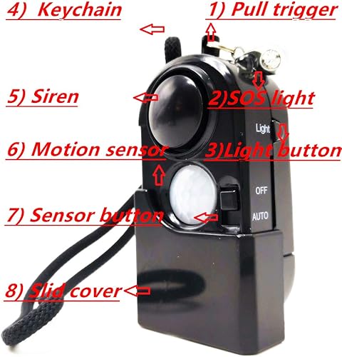 Miniatura 2 de Mini alarma portátil con detector de movimiento + sirena de perforación de oreja de 120 dB + luz LED SOS, dispositivo de seguridad de habitación de