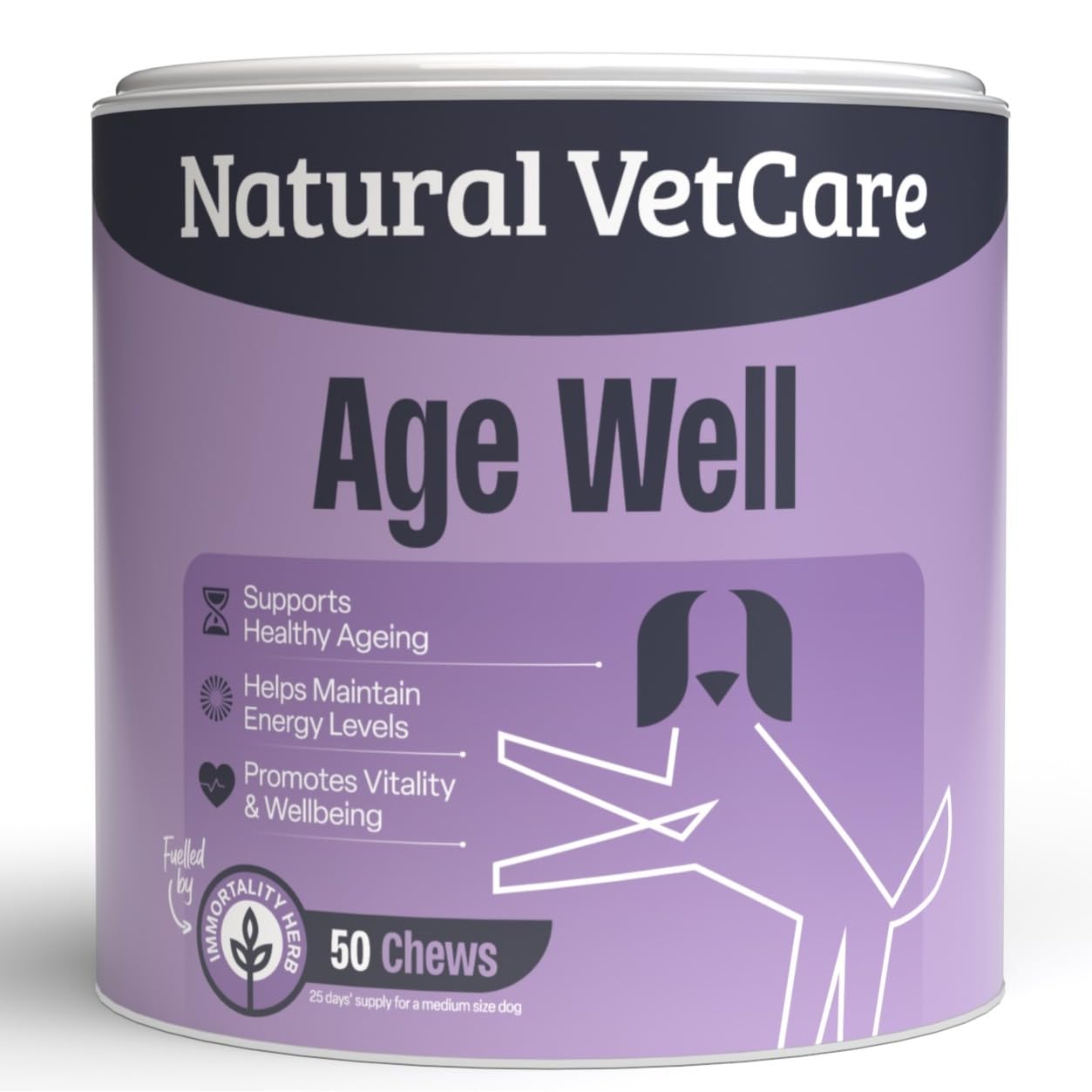 Natural VetCare AGE WELL Soft Chews for Dogs 225g – Supports Healthy Ageing at Cellular Level, Promotes Mobility, Mood & Overall Wellness – Easy Daily No-Mess Supplement