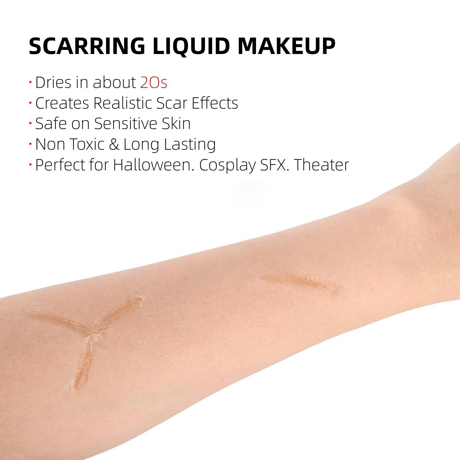 Makeup Liquid, 15ml Scarring Liquid for Makeup Effects Halloween FX Makeup & Scarring Gel, Fake Skin for Stage Screen - Image 3